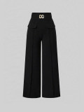 Metal Clasp Loose Straight Pants SH-391468