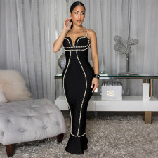 Sexy Sleeveless Beaded Spaghetti Straps Maxi Dress CYA-902240