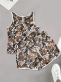 Camouflage Print Sleeveless Two Piece Shorts Set SH-391102