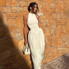 Sleeveless Solid Color Irregular Maxi Dress GYME-K25D90618