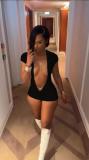 Solid Color Short Sleeve Tight Romper GFCF-1453