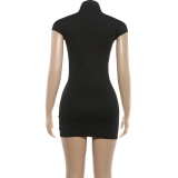 Short Sleeve Solid Color MIni Dress GYME-K6D02845A