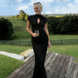 Solid Color Short Sleeve Slim Maxi Dress GYME-K25D85636
