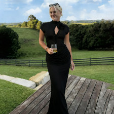 Solid Color Short Sleeve Slim Maxi Dress GYME-K25D85636