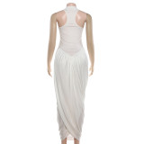 Sleeveless Solid Color Irregular Maxi Dress GYME-K25D90618