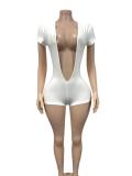 Solid Color Short Sleeve Tight Romper GFCF-1453