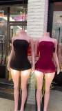 Pre Order: About 7 work days shipping Solid Tube Top Romper YUEM-30046