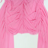 Deep V Neck Sling Ruched Patchwork Mini Dress CYA-902282