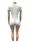Solid Color Short Sleeve Tight Romper GFCF-1453