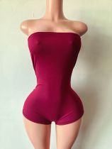 Pre Order: About 7 work days shipping Solid Tube Top Romper YUEM-30046