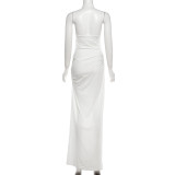 Off Shoulder Solid Color Maxi Dress GYME-K6D02041A