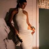 Off Shoulder Solid Color Maxi Dress GYME-K6D02041A