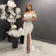 Sexy Off Shoulder Sling Split Maxi Dress CYA-902271