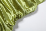 Square Neck Solid Color Ruched Maxi Dress GYME-K25D90812