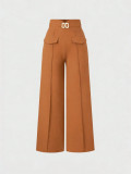 Metal Clasp Loose Straight Pants SH-391468
