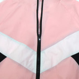 Color Block Long Sleeve Coat 2 Piece Pants Set SH-391459