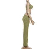 Solid Color Halterneck Tube Top Long Skirt Suit GYME-K25S88238