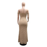 Sexy Off Shoulder Sling Split Maxi Dress CYA-902271
