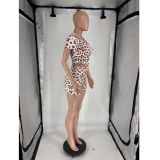 VIP1 Print Short Sleeve Tops Two Piece Shorts Set FOSF-8821