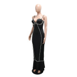 Sexy Sleeveless Beaded Spaghetti Straps Maxi Dress CYA-902240