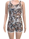 Camouflage Print Sleeveless Two Piece Shorts Set SH-391102