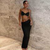 Solid Color Halterneck Tube Top Long Skirt Suit GYME-K25S88238