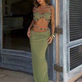 Solid Color Halterneck Tube Top Long Skirt Suit GYME-K25S88238