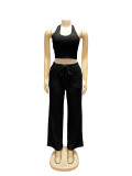 Solid Color Sleeveless Casual Two Piece Pants Set SFY-839