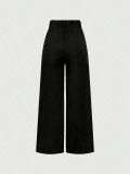 Metal Clasp Loose Straight Pants SH-391468