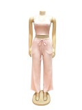 Solid Color Sleeveless Casual Two Piece Pants Set SFY-839