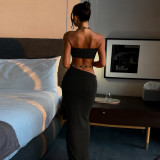 Solid Color Halterneck Tube Top Long Skirt Suit GYME-K25S88238