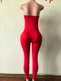 Pre Order: About 7 work days shipping Solid Color Tube Top Jumpsuit YUEM-20012