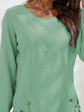 O Neck Short Sleeve Solid Color Mini Dress GDYF-3616
