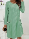 O Neck Short Sleeve Solid Color Mini Dress GDYF-3616