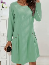 O Neck Short Sleeve Solid Color Mini Dress GDYF-3616