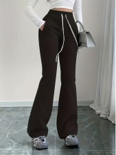 Drawstring Solid Color Micro Flare Pants GDYF-3455