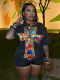 Vintage Cross-Print Rhinestone Top SH-391514