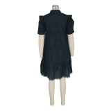 Short Sleeve Solid Color Mini Dress BMF-837