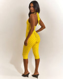Polka Dots Print Halterneck Tie Up Seventh Jumpsuit TK-6350