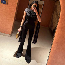 Mesh Sleeveless Ribbon Slim Jumpsuit GYME-K25Q90612