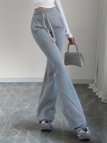 Drawstring Solid Color Micro Flare Pants GDYF-3455