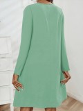 O Neck Short Sleeve Solid Color Mini Dress GDYF-3616