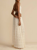 Sleeveless Press Pleated Top Long Skirt 2 Piece Set SH-391524