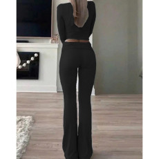 Long Sleeve Solid Color Two Piece Pants Set GDYF-3706