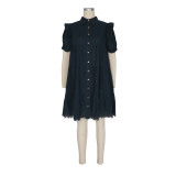 Short Sleeve Solid Color Mini Dress BMF-837