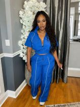 Short Sleeve Sport Tops Two Piece Pants Set SH-391526