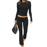 Long Sleeve Solid Color Two Piece Pants Set GDYF-3706
