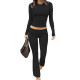 Long Sleeve Solid Color Two Piece Pants Set GDYF-3706