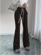 Drawstring Solid Color Micro Flare Pants GDYF-3455