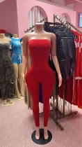 Pre Order: About 7 work days shipping Solid Color Tube Top Jumpsuit YUEM-20012